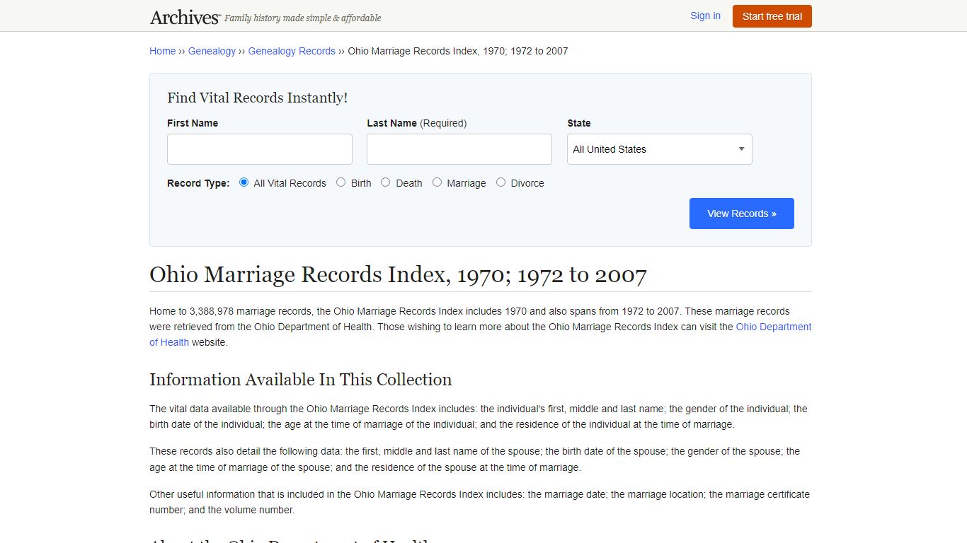 Ohio Marriage Records | Search Collections & Indexes - Archives.com